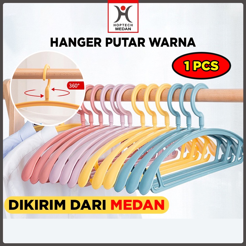 Gantungan Baju Putar  Hanger Plastik | Plastic Hanger Pakaian Laundry Anti Slip Warna