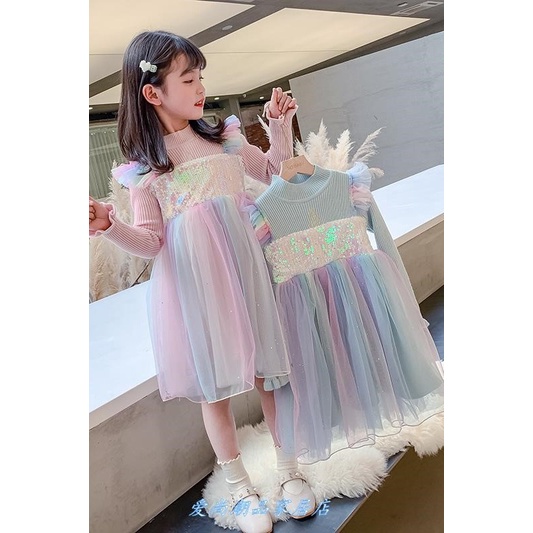 CHUBBI 82 Dress Gaun Baju Anak Perempuan Unicorn Sequin