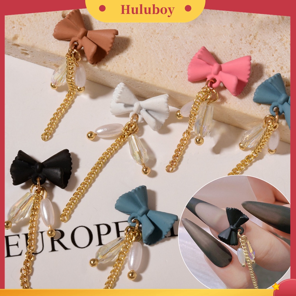 Huluboy Huluboy♡ 3 Pcs / Set Ornamen Rantai Cincin Pita 3D Efek Tidak Pudar Untuk Dekorasi Kuku Manicure Wanita