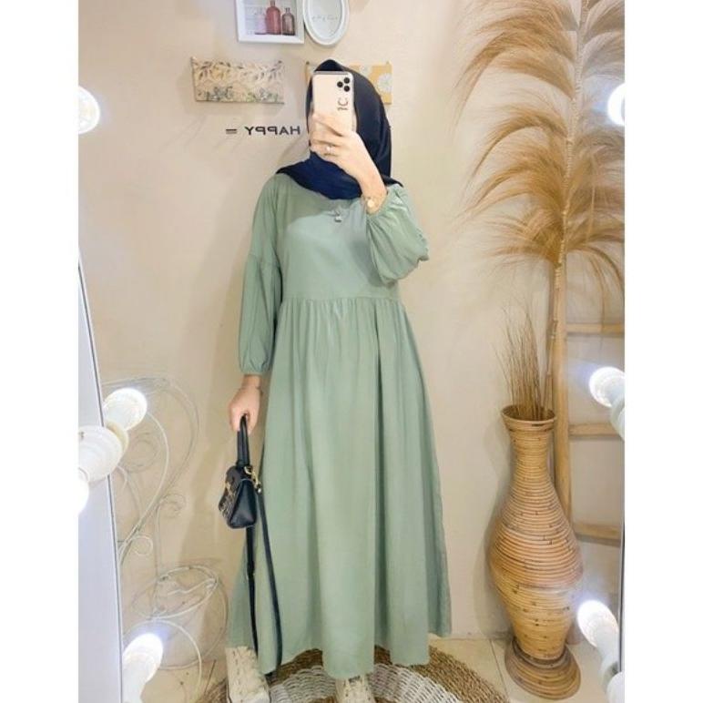Kayla Gamis Remaja Terbaru 2022 Gamis Midi Dress Muslimah Premium Busui Friendly Long Dress Polos Tu