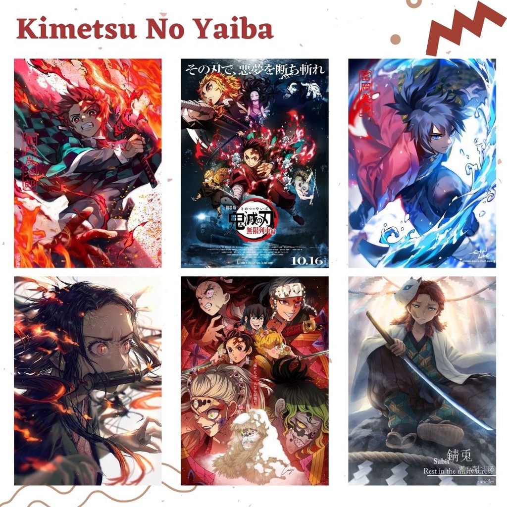 POSTER ANIME #2 (6 pcs) - BISA CUSTOM - POSTER DINDING - POSTER AESTHETIC - ANIME-Kimetsu No Yaiba
