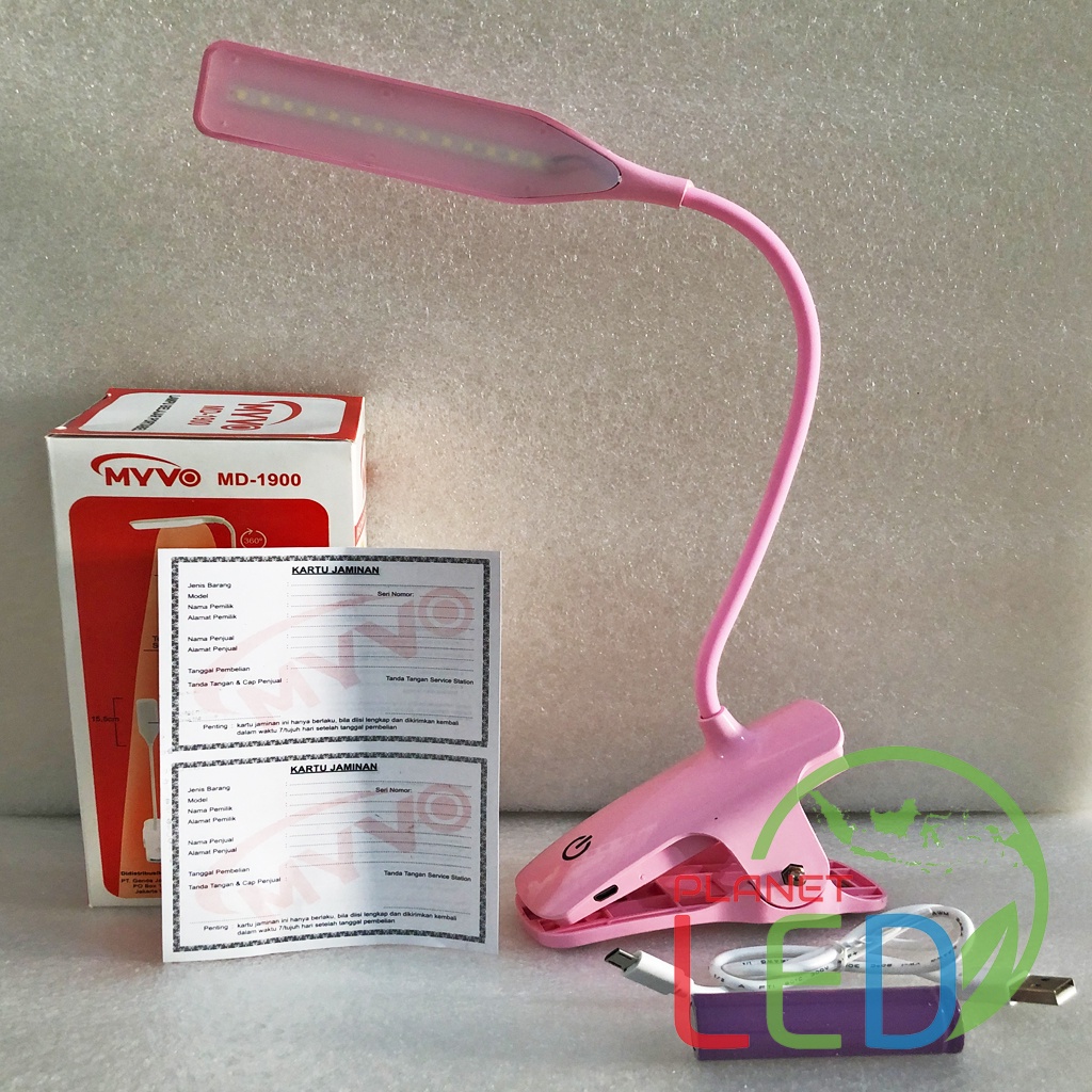 MYVO LAMPU BELAJAR JEPIT MEJA SENTUH DAN USAP TERMURAH UNIK LUCU WARNA WARNI MD-1900 DESK LAMP RECHARGEABLE TOUCH PLANET LED-Pink