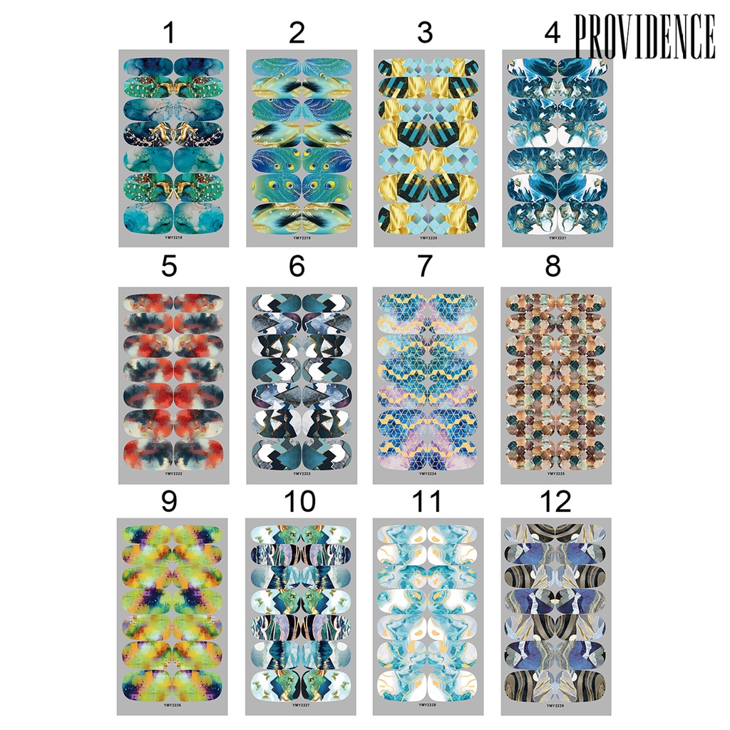 Providence Manicure Decal Safe Lightweight Easy to Apply 12-color Marble Pattern Nail Art Transfer Sticker for Women