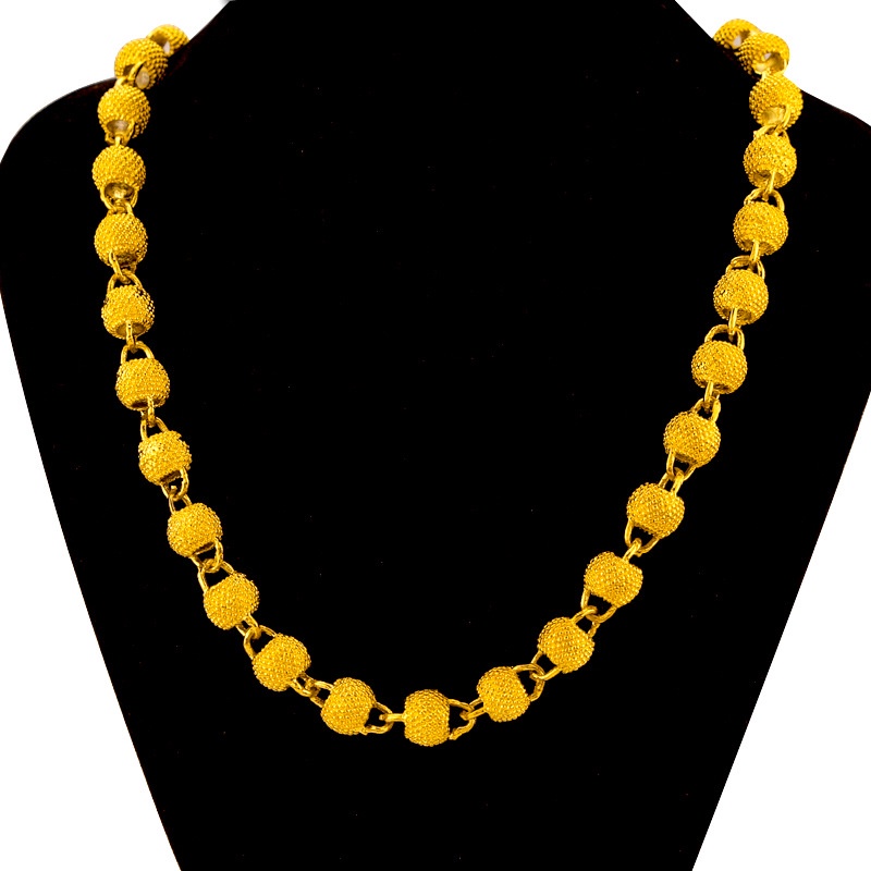 Kalung Manik-Manik Bulat Emas Emas Asli Kadar 375Desain Buddha Unik Gaya Korea Untuk Pria