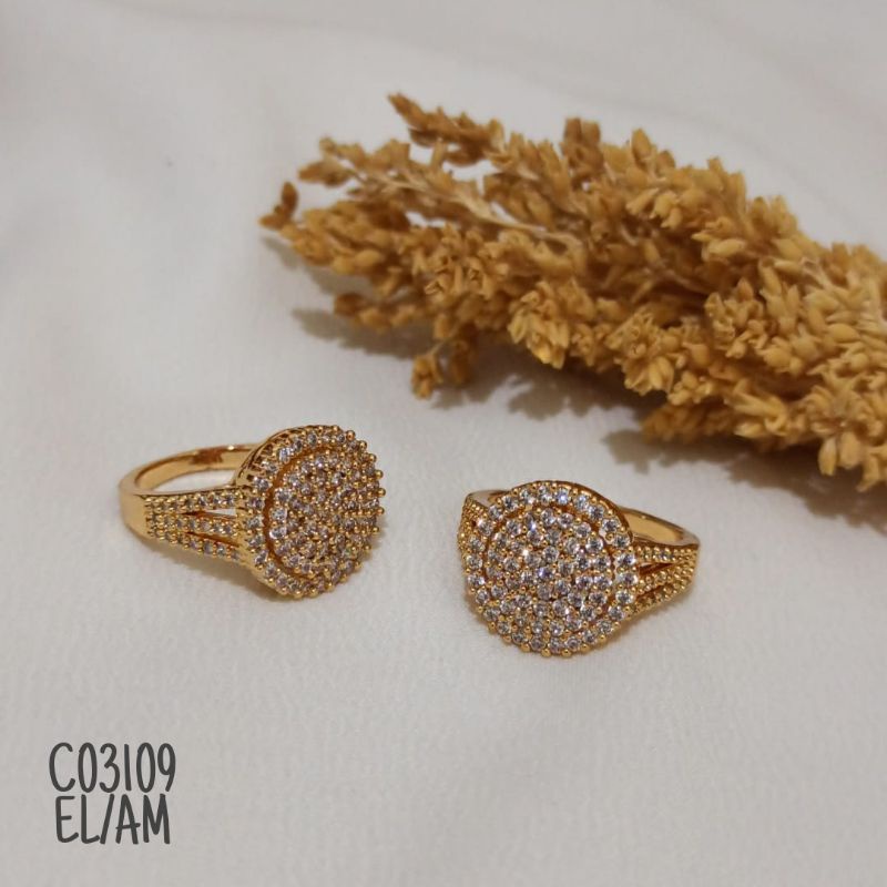 Cincin Fashion Zircon warna Gold Mewah C03109