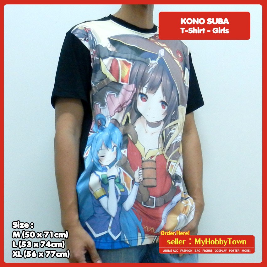 Kaos Anime Full Print Konosuba Girls Megumin Aqua