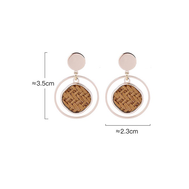 LRC Anting Tusuk Fashion Cane Grass Geometric Circle Earrings D09031