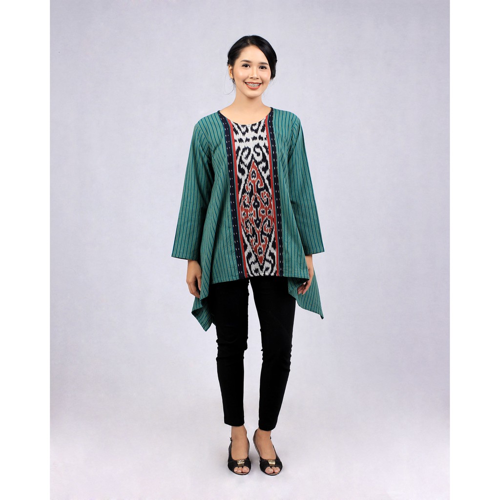 Baju Atasan Lurik Kinanthi Hijau Hitam (Ikat)