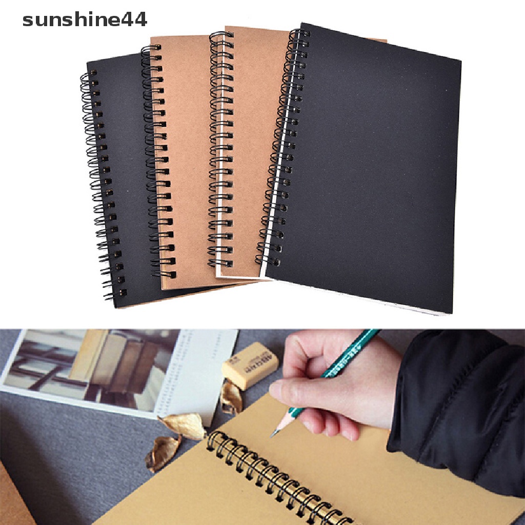 Sunshine Buku Notebook / Catatan / Diary / Sketsa Kosong Retro Dengan Ring Spiral