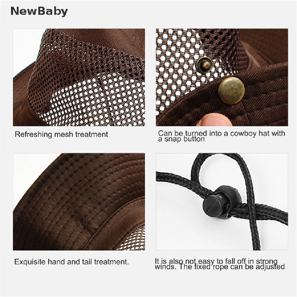 1pc Topi Pria Model Tepi Lebar Breathable Untuk Camping / Hiking / Bersepeda