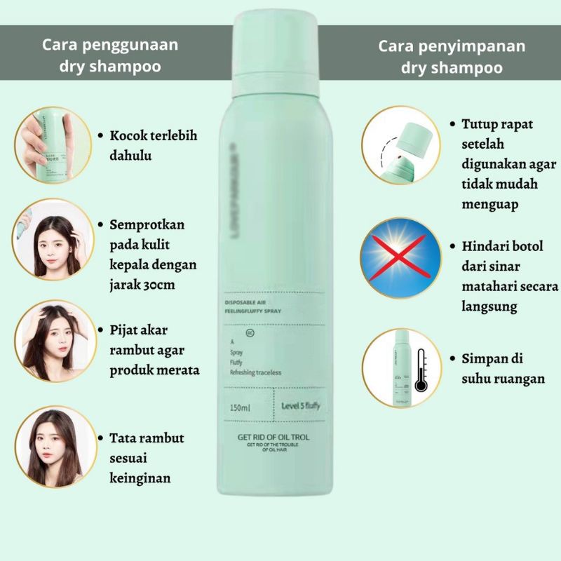 HAIR SPRAY DRAY SHAMPOO 150ML / ATASI RAMBUT LEPEK DAN KUSAM