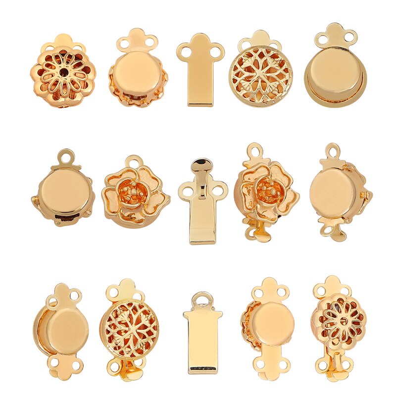 1Set 18K Gold Plated Fashion Jewelry Findings Alloy Flowers Clasps Hooks For Necklace&amp;Bracelet Chain DIY