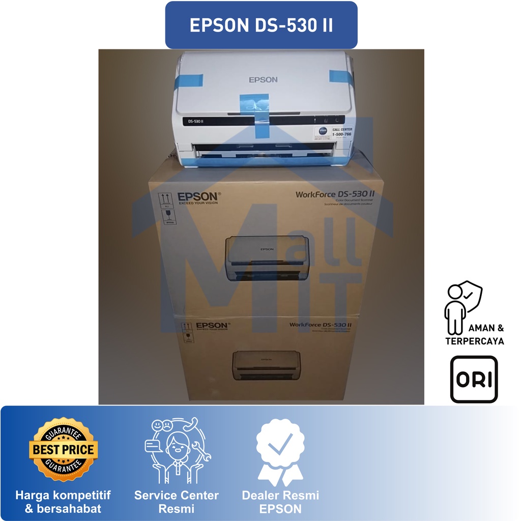 (PACKING KAYU) Scanner Epson DS-530II DS-530 II DS530II DS530 II DS 530 II A3 USB Cepat RESMI