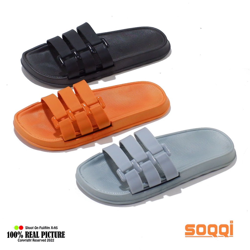 Sendal Karet Wanita selop import korea original sandal slop jelly cewek perempuan dewasa model flat casual jely slipon branded Soqqi-BL V202 S8B Terbaru promo murah lebaran cod keren 37-40