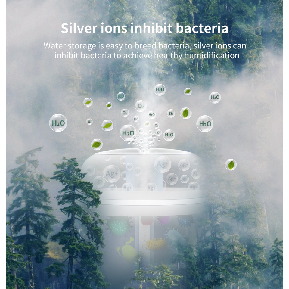 Aolida Humidifier 300ML Ultrasonic USB  Air H2O Humidifier Diffuser Oil Aromaterapi Pengharum Ruangan Cocok Untuk Mobil Dan Kamar-3