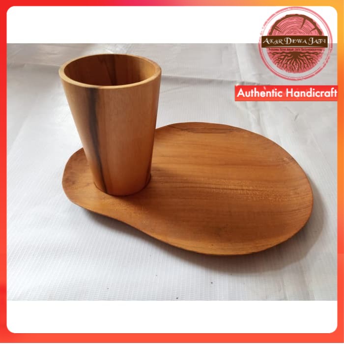 Talam Mini dan Gelas Kayu Jati