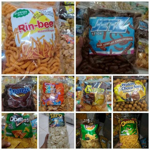 

Snack kiloan chitato, chikiball, jetz, lays qtela,cheetoss