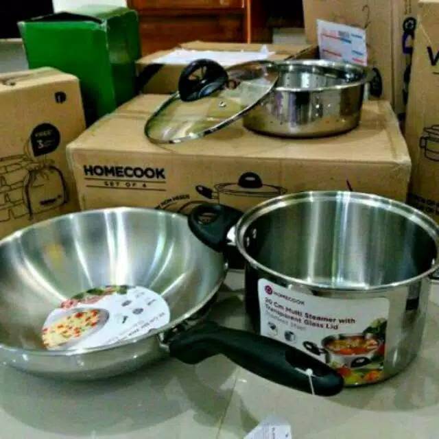 HOMECOOK | SET WAJAN PANCI STAINLESS STEEL HOMECOOK SET OF 4