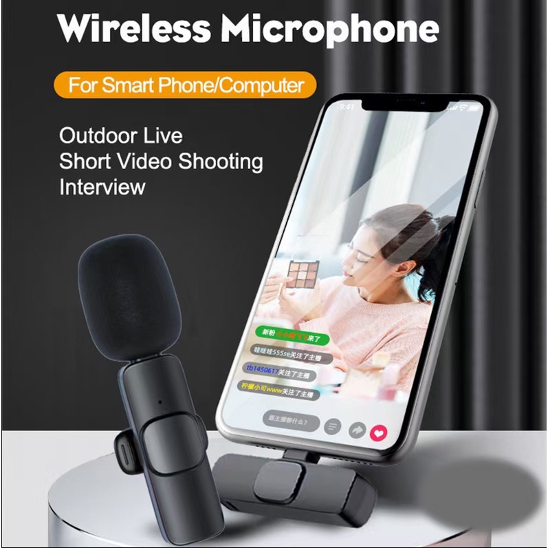 Microphone Wireless Clip On Mic Wireless Lavalier Microphone Clip On Wireless Mic Wireless Mic Clip On WirelessMIC ON CLIP PLUG N PLAY Clip On Microphone Mini Microphone clipon/ Mic smartphone WIRELESS YouTuber Vlogging TYPE C
