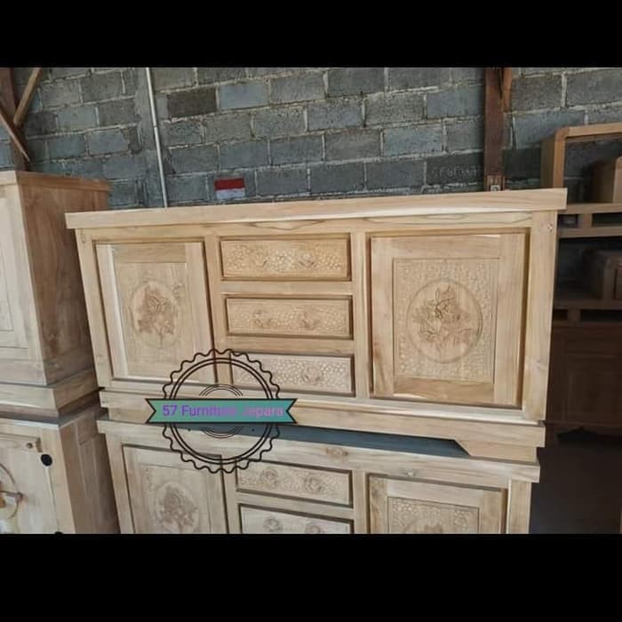 Lemari hias ruang tamu panjang 150cm bufet Tv jati mentahan