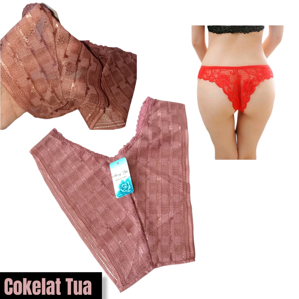 G-string Panty Thong Underwear Pakaian Dalam Celana Dalam CD Wanita Sexy Sexy Wanita Lace/ RANDOM 1 PCS DAN PROMO 3PCS