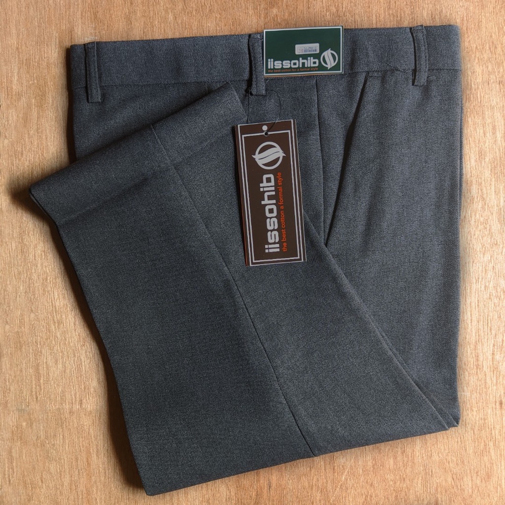 CELANA BAHAN | KERJA | FORMAL | KANTOR | PANJANG | HITAM | DASAR PRIA SLIMFIT _-