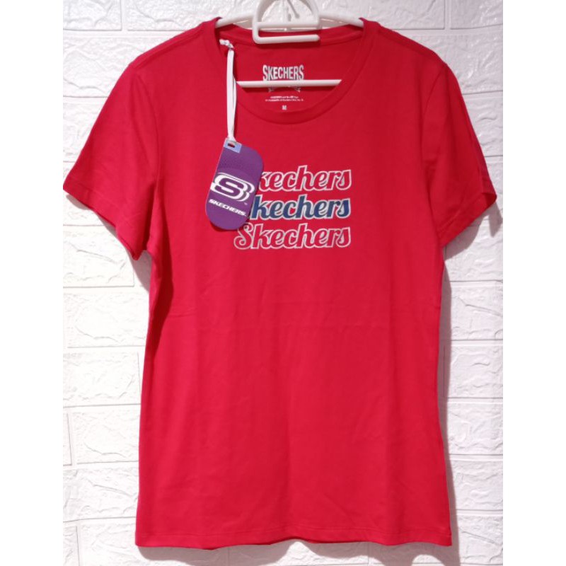 SALE Kaos Wanita SKECHERS Red Original Sports Station Diskon 70%