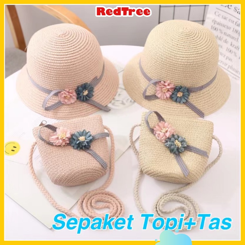 Topi anak BISA LIPAT Topi Rajut Musim Panas  TOPI+TAS Gaya Korea S12