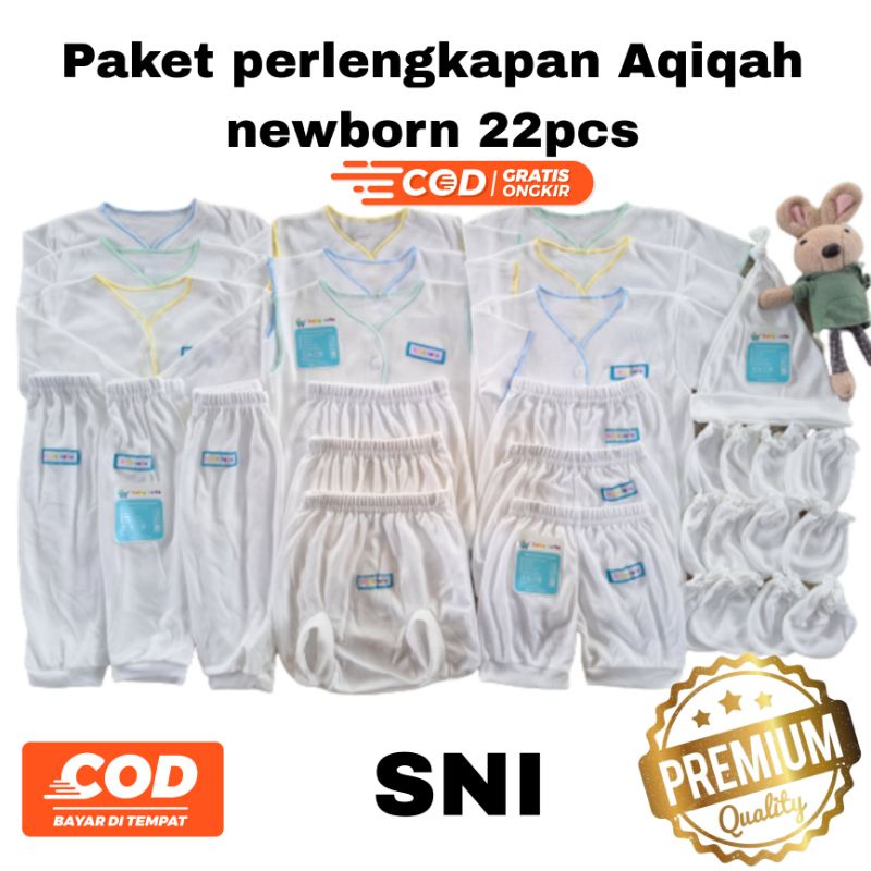 Paket Perlengkapan Baju Bayi celana kado sarung tangan Baru Lahir / Newborn Aqiqah/Baptis 22pcs SNI promo 8.8