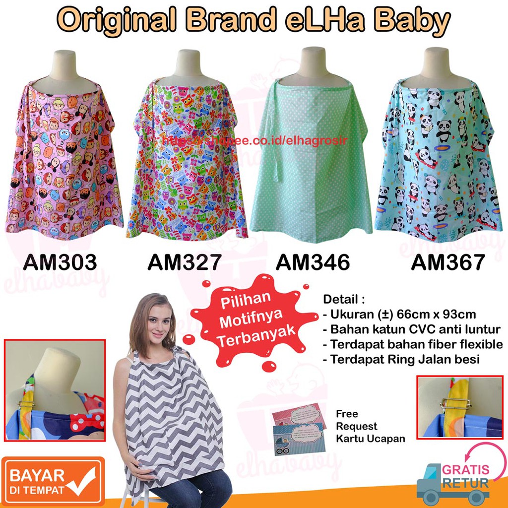 Celemek Apron Newborn Apron Menyusui Perlengkapan Ibu &amp; Bayi eLHa Baby New Motif