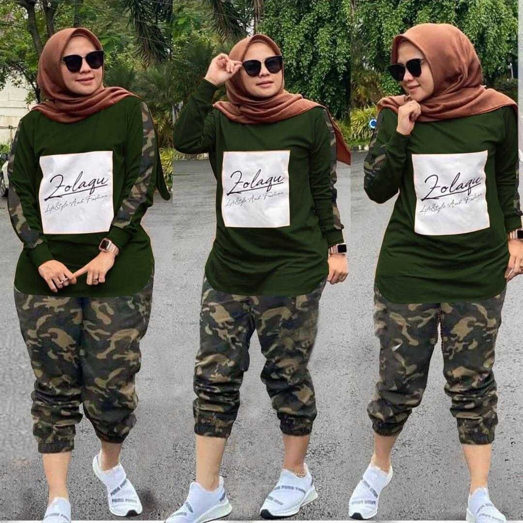 Setelan Wanita Jumbo-Baju Setelan Joger Atasan Blouse Celana Joger Set Dewin Setelan Murah Kekinian 