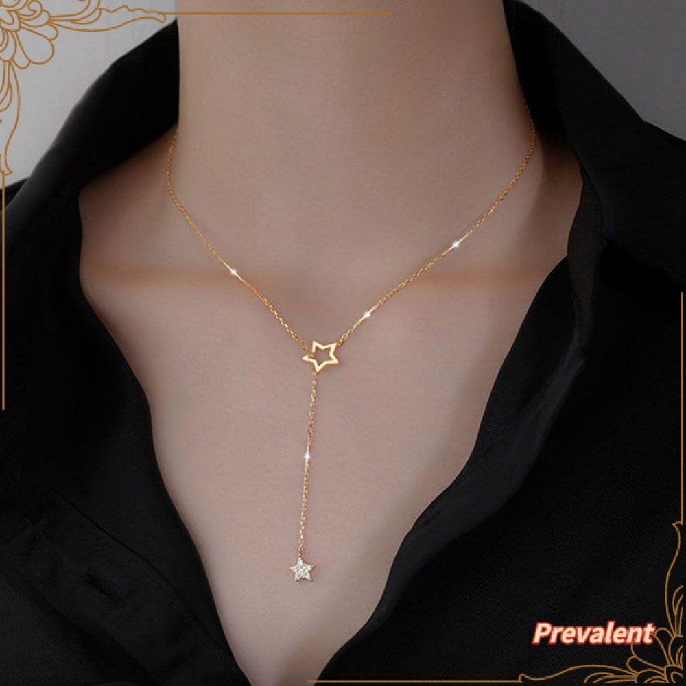 Kalung Rantai Liontin Bintang Hollow Elegan Untuk Wanita