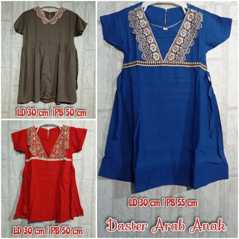 Baju daster arab anak bayi perempuan umur 2-3 tahun bahan rayon santung adem