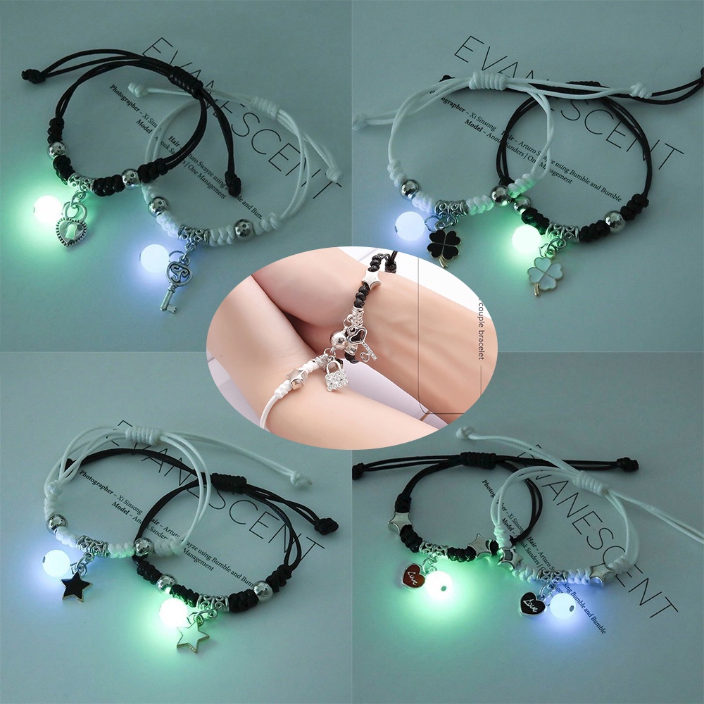 2pcs / Set Gelang Tangan Magnetik Adjustable Untuk Pasangan / Pria / Wanita