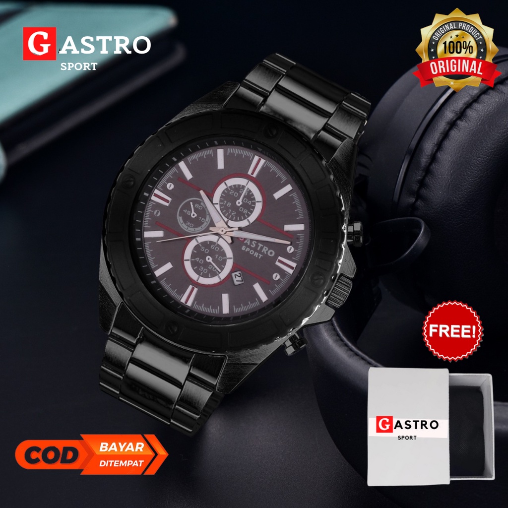 Jam Tangan Kasual Pria Analog Quartz Gastro Sport Stainless jam cowok murah kekinian