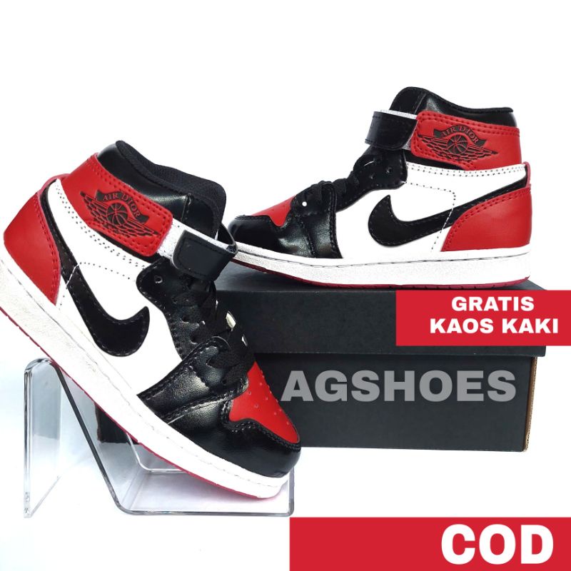 Sepatu Anak Baby Merah Hitam | Kids Baby Air Jordan