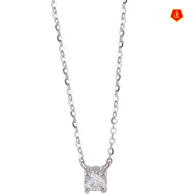 [Ready Stock]S925 Silver Flash Diamond Necklace Female Temperament  Simple Fashion