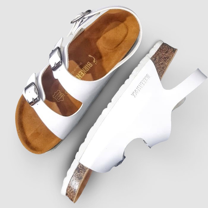 Sandal Milano Putih Premium Sandal Pria Tali Belakang Sandal Slide