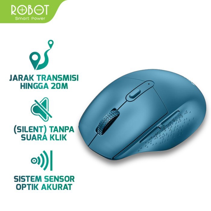 Mouse Wireless ROBOT M320 6D  Silent TANPA SUARA GARANSI RESMI SATU TAHUN