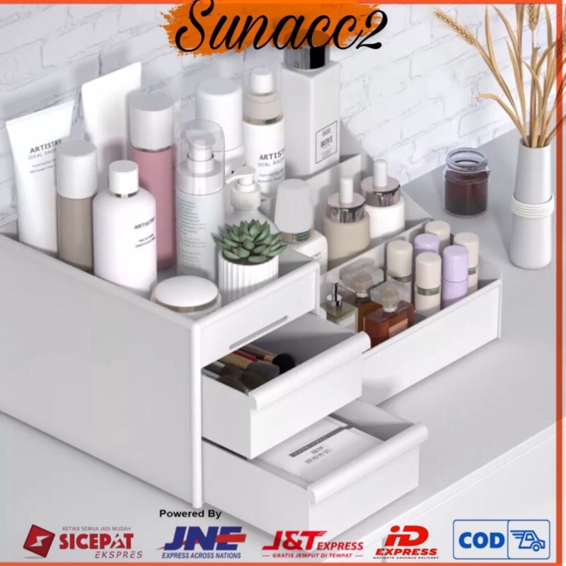 Rak Kosmetik / Cosmetic Storage Drawer / Kotak Penyimpanan Makeup Organizer / Rak Kosmetik/Rak meja Cosmetic kantor /Rak meja belajar / Rak meja tamu/Rak serbaguna