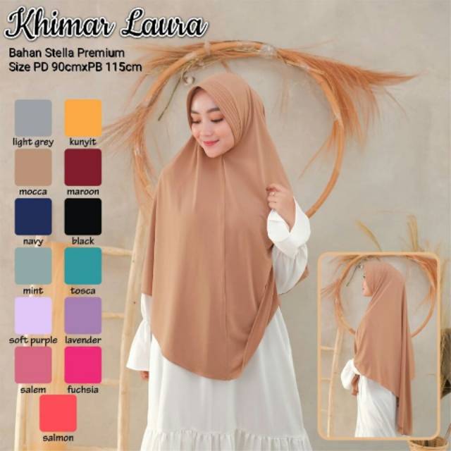 HIJAB / KHIMAR INSTAN SYAR'I JUMBO POLOS - KHIMAR LAURA - BAHAN STELA HALUS NYAMAN DIPAKAI