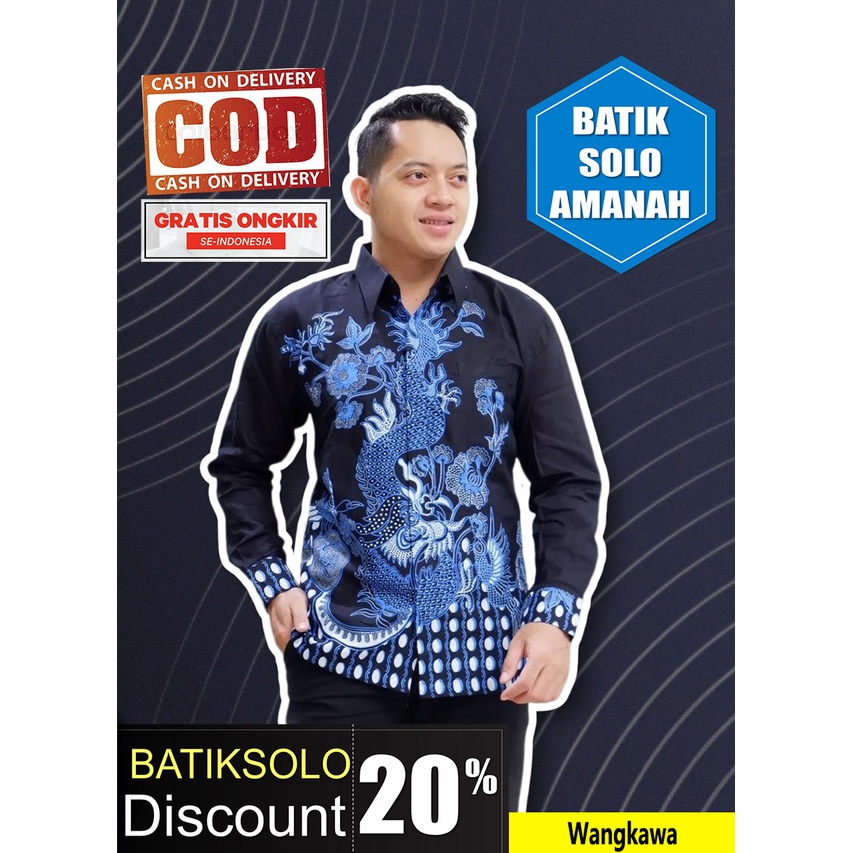 Wangkawa KEMEJA BATIK SOLO FULL FURING ATASAN PREMIUM MODERN BATIKSOLOAMANAH KATUN HALUS KOPRI PGRI 