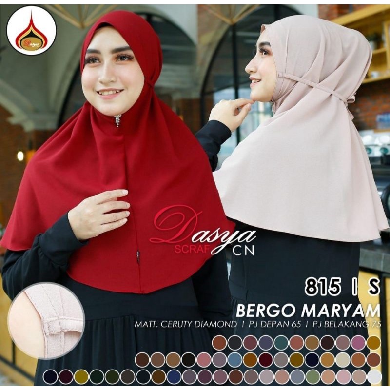 TERMURAH ! HIJAB BERGO MARYAM BAHAN CERUTY DIAMOND MERK DASYA SCARF JILBAB KERUDUNG INSTAN