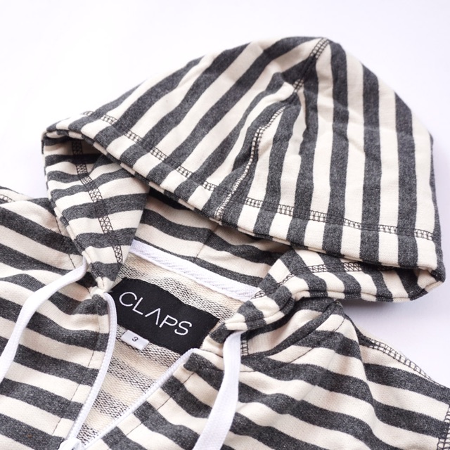 CLAPS - Stripes BW Basic Zipper Hoodie (Hoodie Polos Anak)