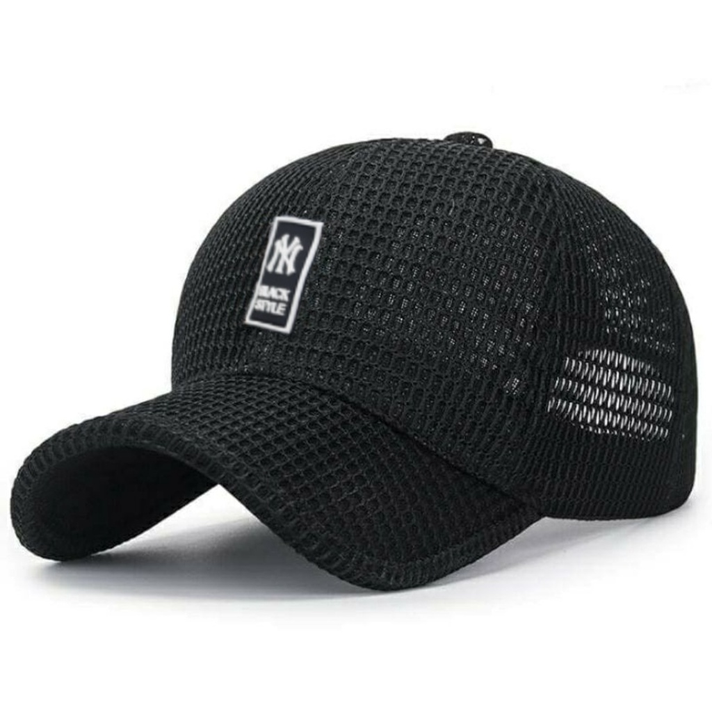 Topi Jaring NY black style Outdoor Topi Snapback Baseball Pria Wanita asli Import - M-002