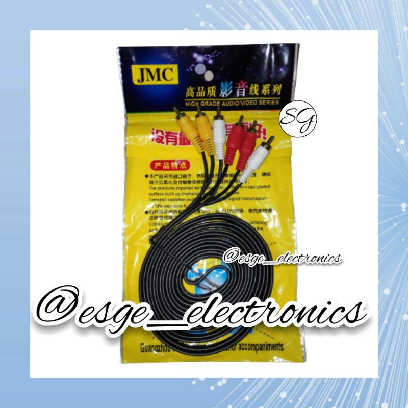 3 METER KABEL RCA 3 TO RCA 3 3 METER KABEL VIDEO 3METER KABEL AUDIO 3 M KABEL AV VIDEO AUDIO 3-3