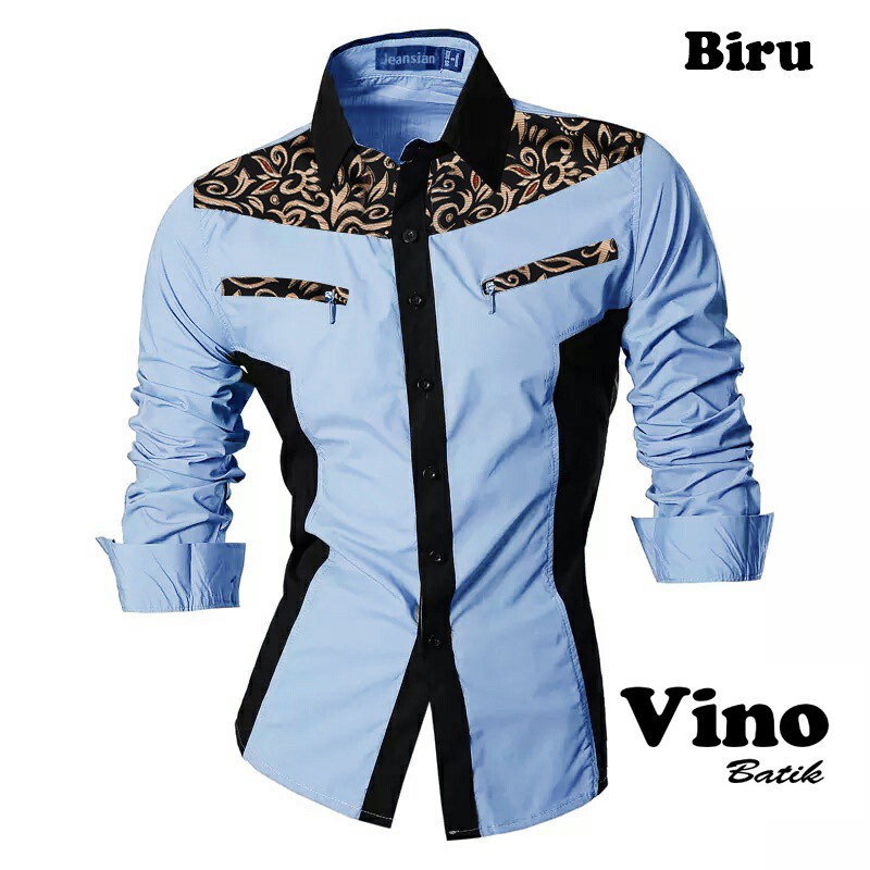 Kemeja Lengan Panjang Pria Vins Kombinasi Batik Good Quality