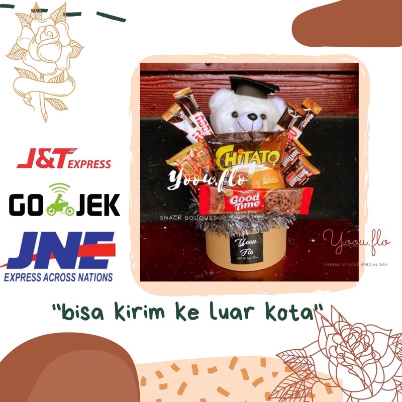 Buket snack/snackbox/buket snack wisuda//hampers/hampers lebaran/buket snack dan boneka/buket boneka