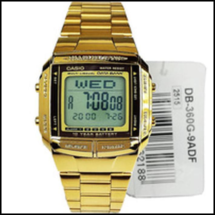 Jam Tangan Wanita Casio Databank Warna Emas Db360G-9A Gold Original