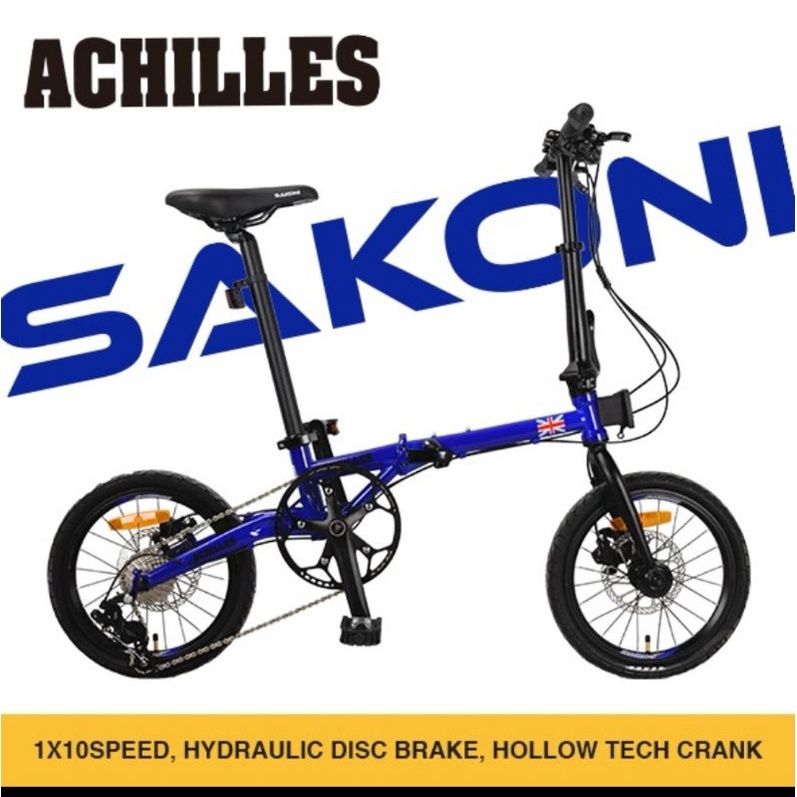 Sepeda Lipat 16 Sakoni Achilles Chromoly 10 Speed Hidrolik Hollowtech Termurah